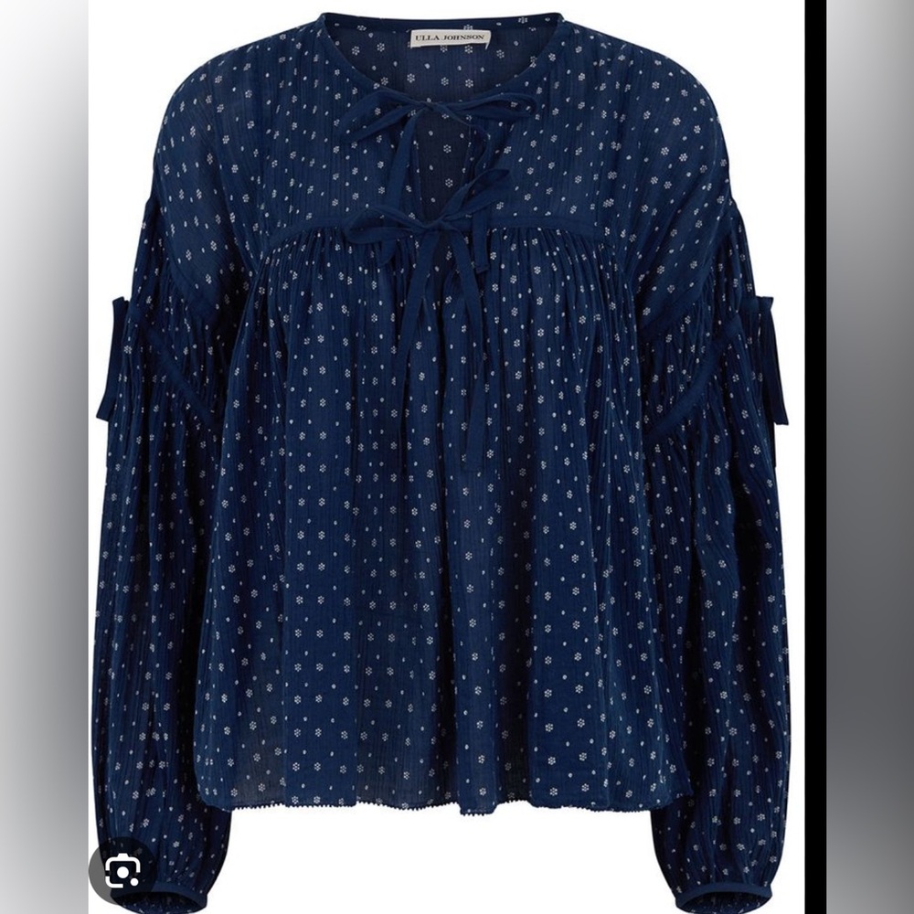 Ulla Johnson Midnight Fabienne Smocked Blouse